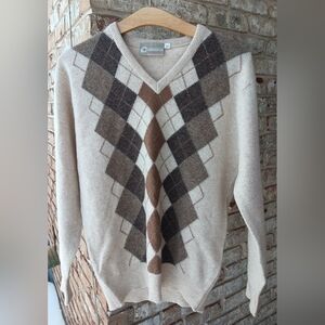 Scottish Lambswool Sweater in Cream and Browns